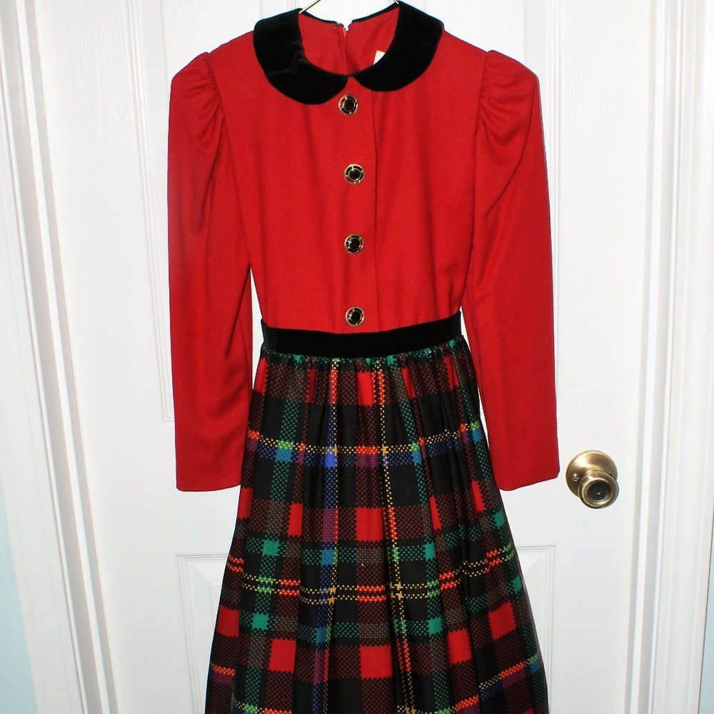 Red and Plaid Joan Calabrese Christmas Dress, Child Size 12